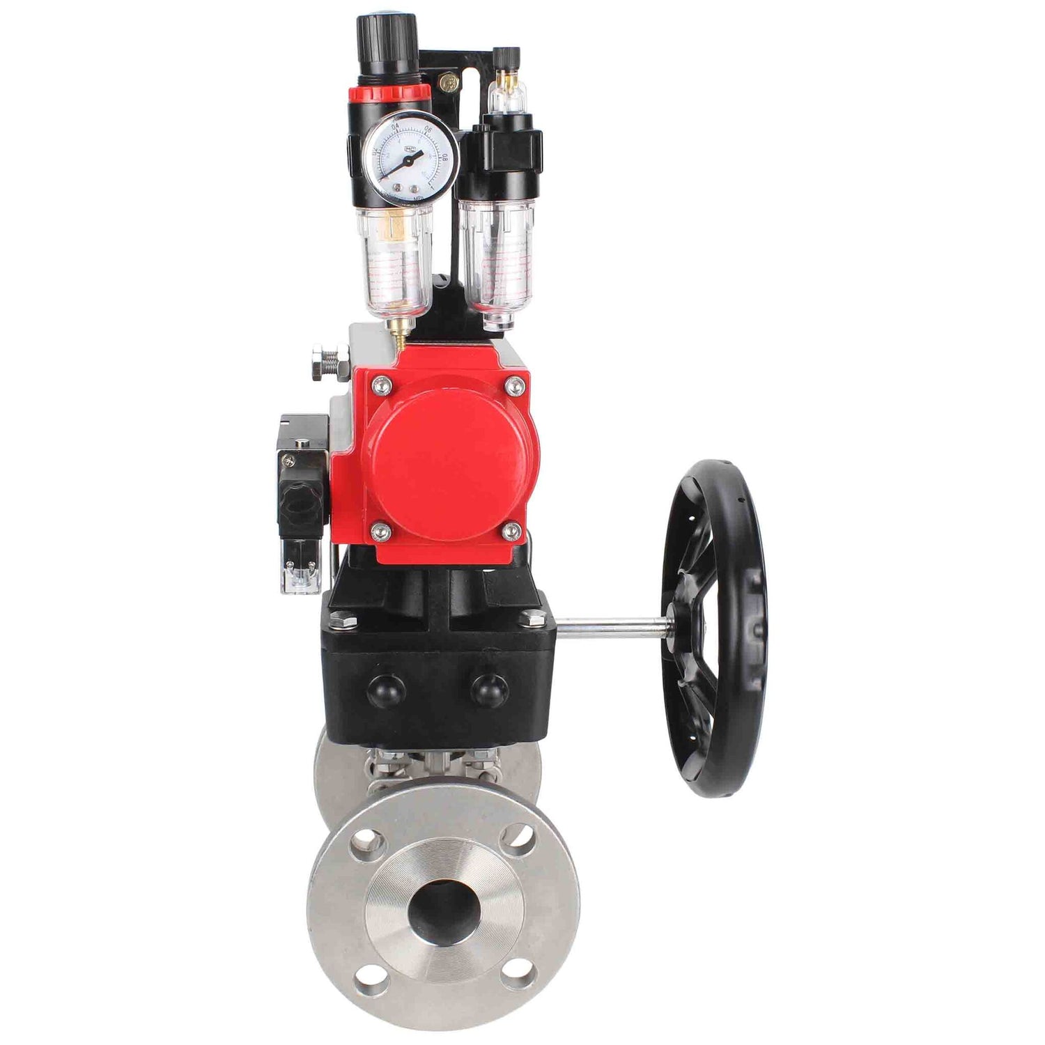 Stainless steel ball valve Elephant ksfpt-304-180-da-4m310-24v-hdm-afc2000, body material - stainless steel AISI 304, ball material - stainless steel AISI 304, seal - PTFE, pneumatic actuator operated