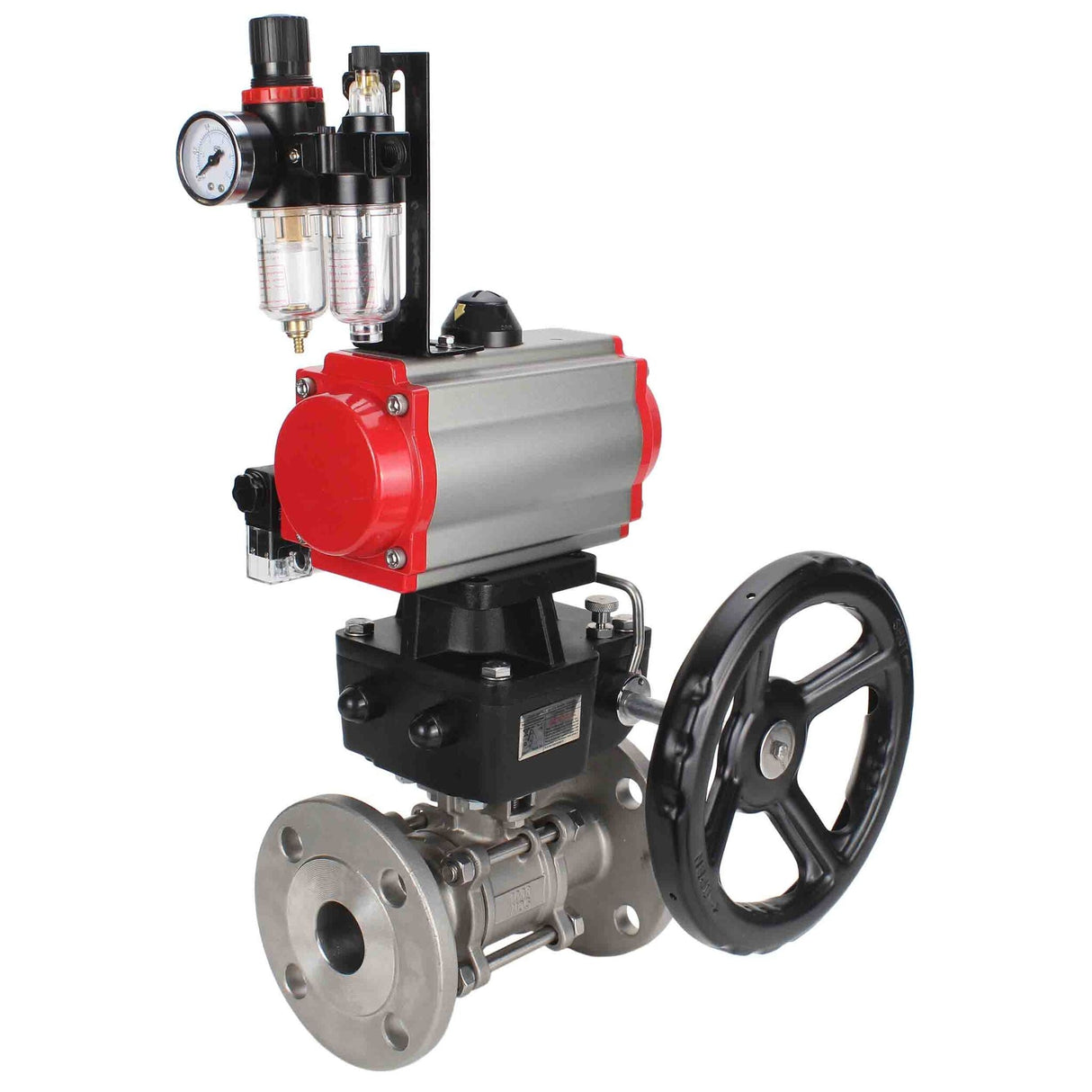 Stainless steel ball valve Elephant ksfpt-316-180-da-4m310-24v-hdm-afc2000, body material - stainless steel AISI 316, ball material - stainless steel AISI 316, seal - PTFE, pneumatic actuator operated