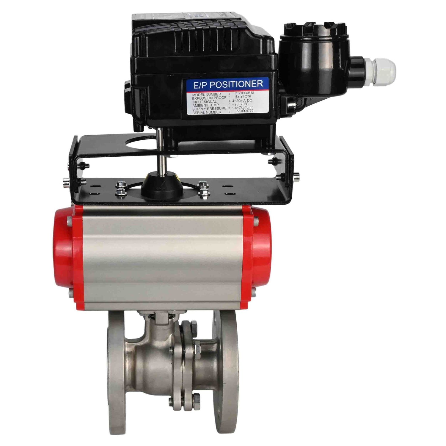 Stainless steel ball valve Elephant kchfp-elephant-sa-yt1000rsn, body material - stainless steel AISI 316, ball material - stainless steel AISI 316, seal - PTFE, pneumatic actuator operated