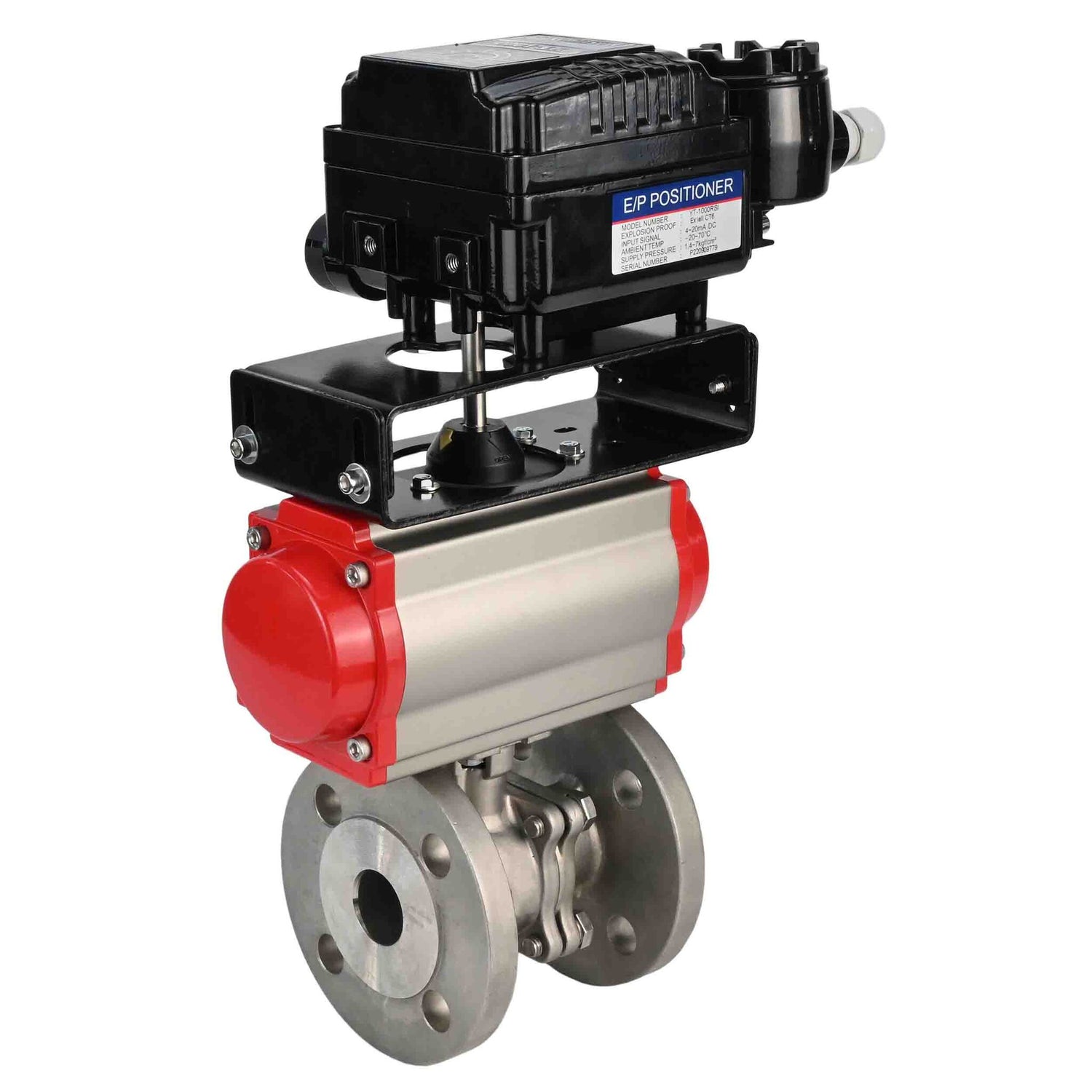 Stainless steel ball valve Elephant kchfp-elephant-sa-yt1000rsn, body material - stainless steel AISI 316, ball material - stainless steel AISI 316, seal - PTFE, pneumatic actuator operated