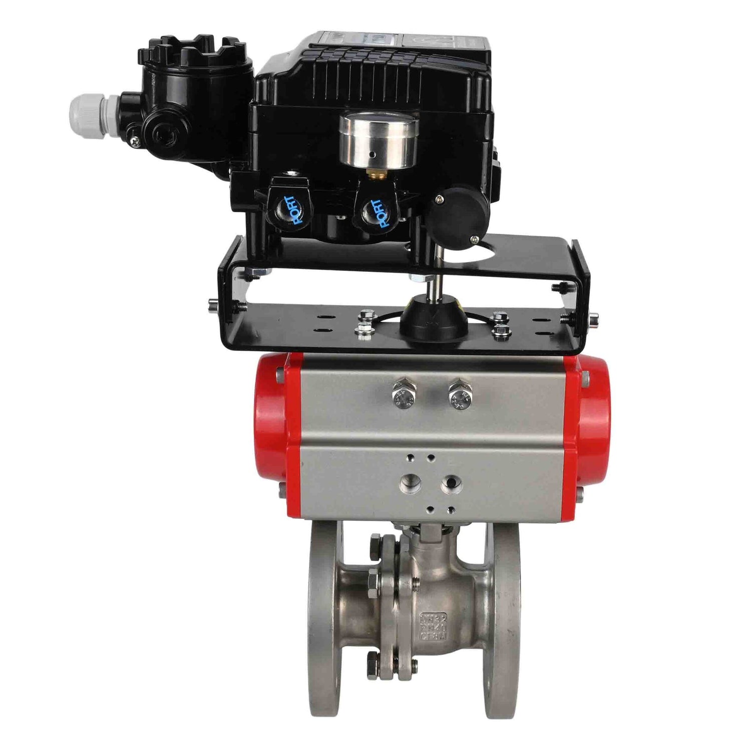 Stainless steel ball valve Elephant kchfp-elephant-da-yt1000rsn, body material - stainless steel AISI 316, ball material - stainless steel AISI 316, seal - PTFE, pneumatic actuator operated