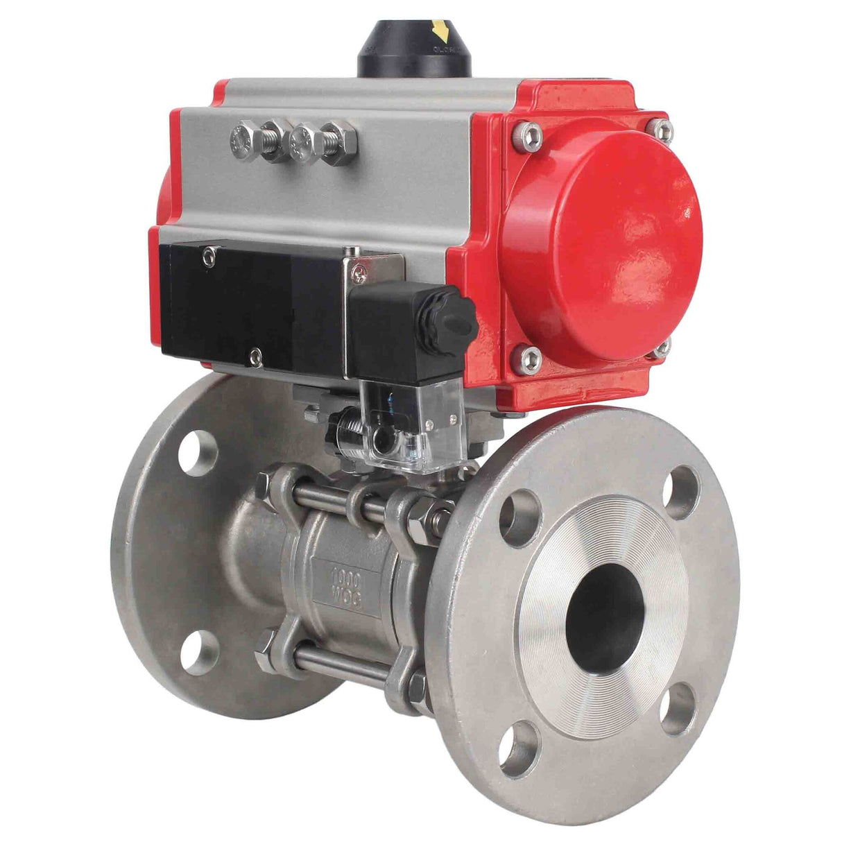 Stainless steel ball valve Elephant ksfpt-304-180-sa-4m310-24v, body material - stainless steel AISI 304, ball material - stainless steel AISI 304, seal - PTFE, pneumatic actuator operated