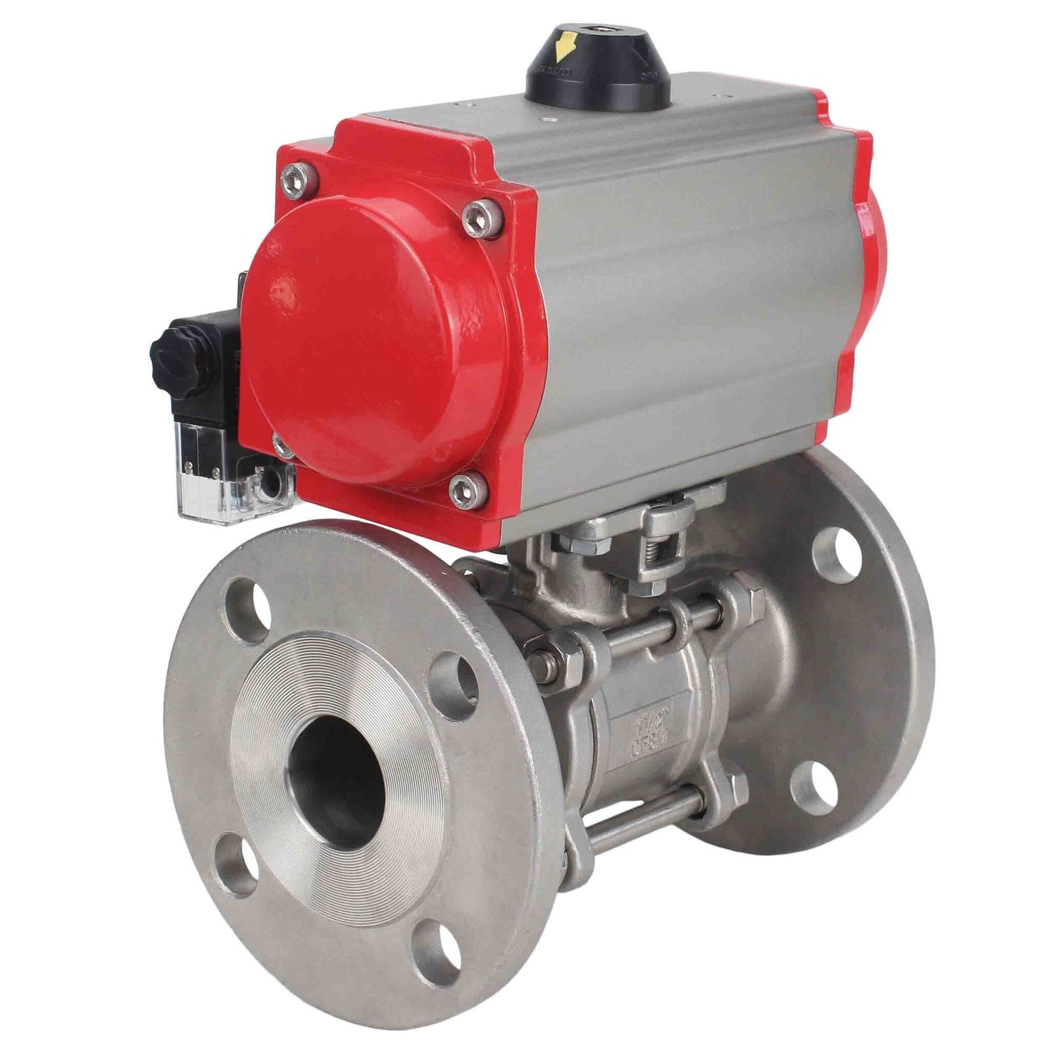 Stainless steel ball valve Elephant ksfpt-304-180-sa-4m310-110/220v, body material - stainless steel AISI 304, ball material - stainless steel AISI 304, seal - PTFE, pneumatic actuator operated