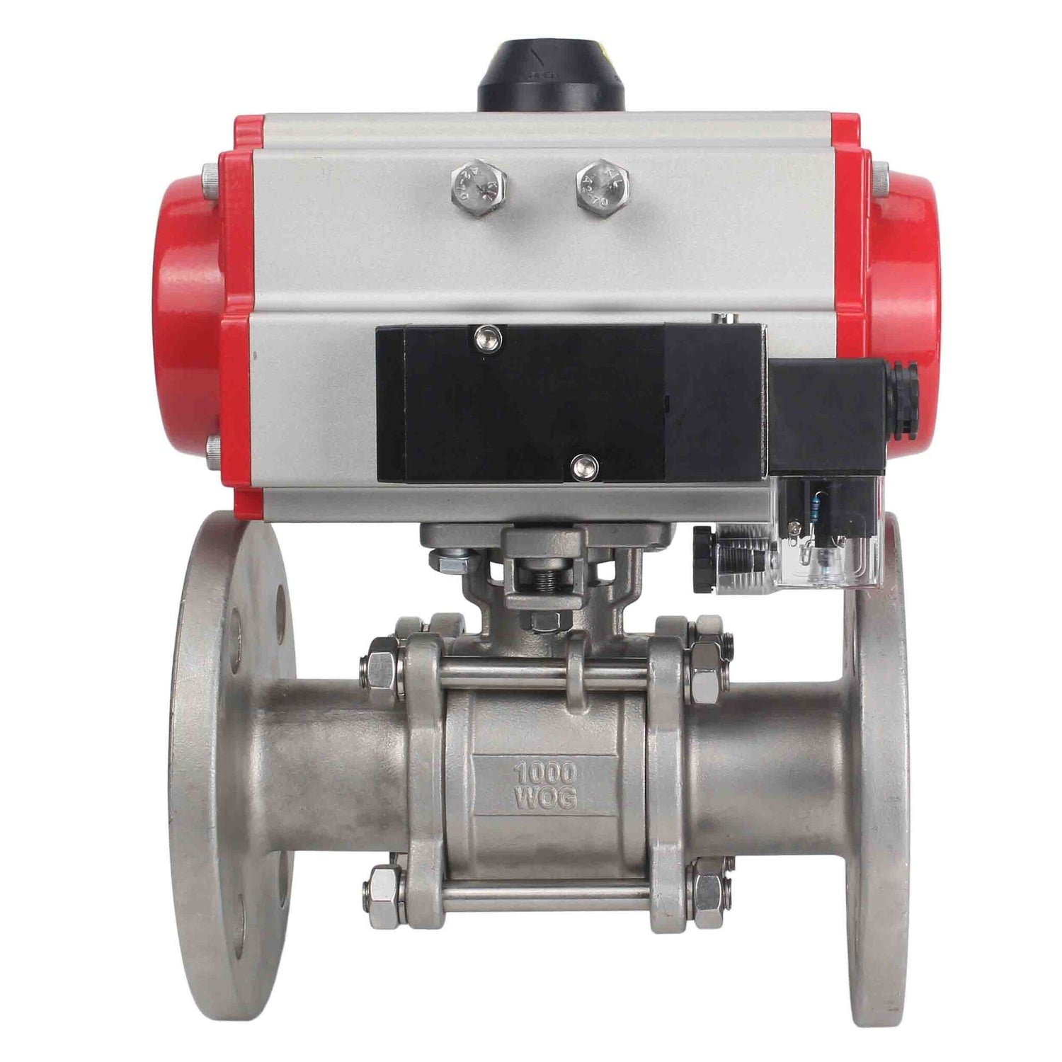 Stainless steel ball valve Elephant ksfpt-316-180-sa-4m310-110/220v, body material - stainless steel AISI 316, ball material - stainless steel AISI 316, seal - PTFE, pneumatic actuator operated
