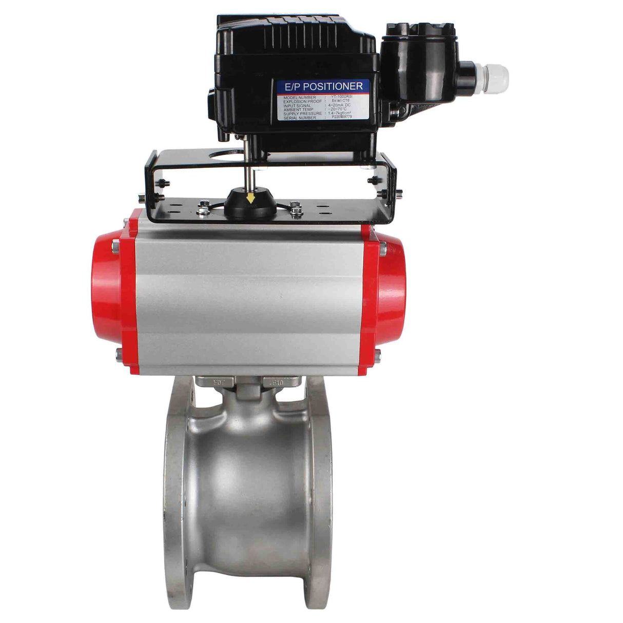 Stainless steel ball valve Elephant kchmfp-elephant-sa-yt1000rsi, body material - stainless steel AISI 316, ball material - stainless steel AISI 316, seal - PTFE, pneumatic actuator operated