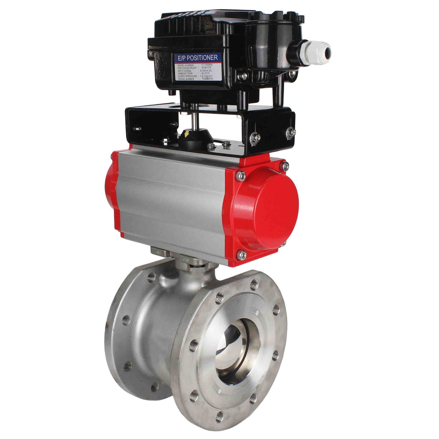 Stainless steel ball valve Elephant kchmfp-elephant-da-yt1000rsn, body material - stainless steel AISI 316, ball material - stainless steel AISI 316, seal - PTFE, pneumatic actuator operated