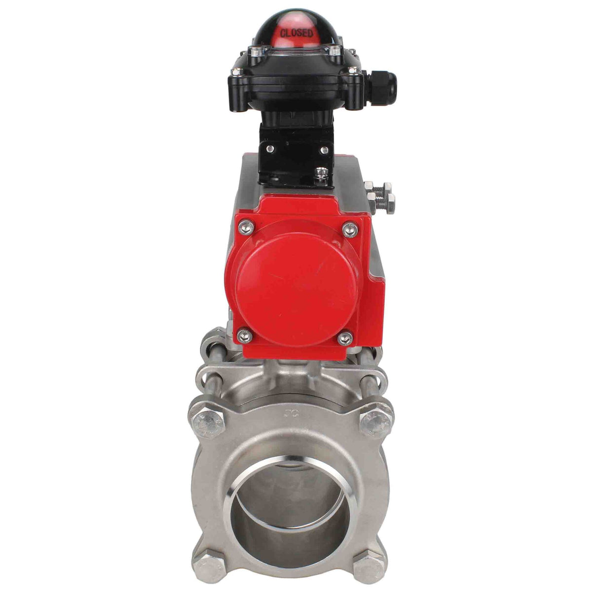 Stainless steel ball valve Elephant kshpp-316200-sa-apl210n, body material - stainless steel AISI 316, ball material - stainless steel AISI 316, seal - PTFE, pneumatic actuator operated