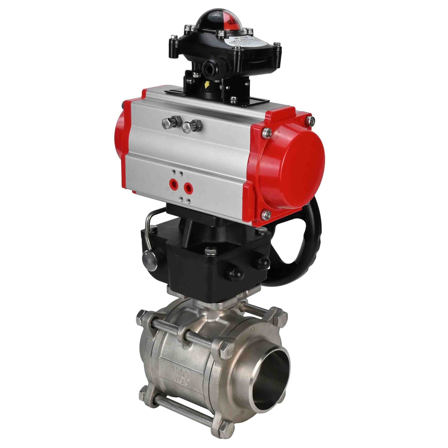 Stainless steel ball valve Elephant kshpp-316200-da-apl210n-hdm, body material - stainless steel AISI 316, ball material - stainless steel AISI 316, seal - PTFE, pneumatic actuator operated