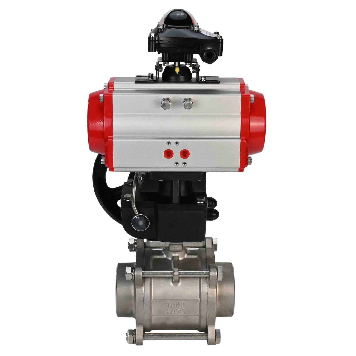 Stainless steel ball valve Elephant kshpp-316200-da-apl210n-hdm, body material - stainless steel AISI 316, ball material - stainless steel AISI 316, seal - PTFE, pneumatic actuator operated