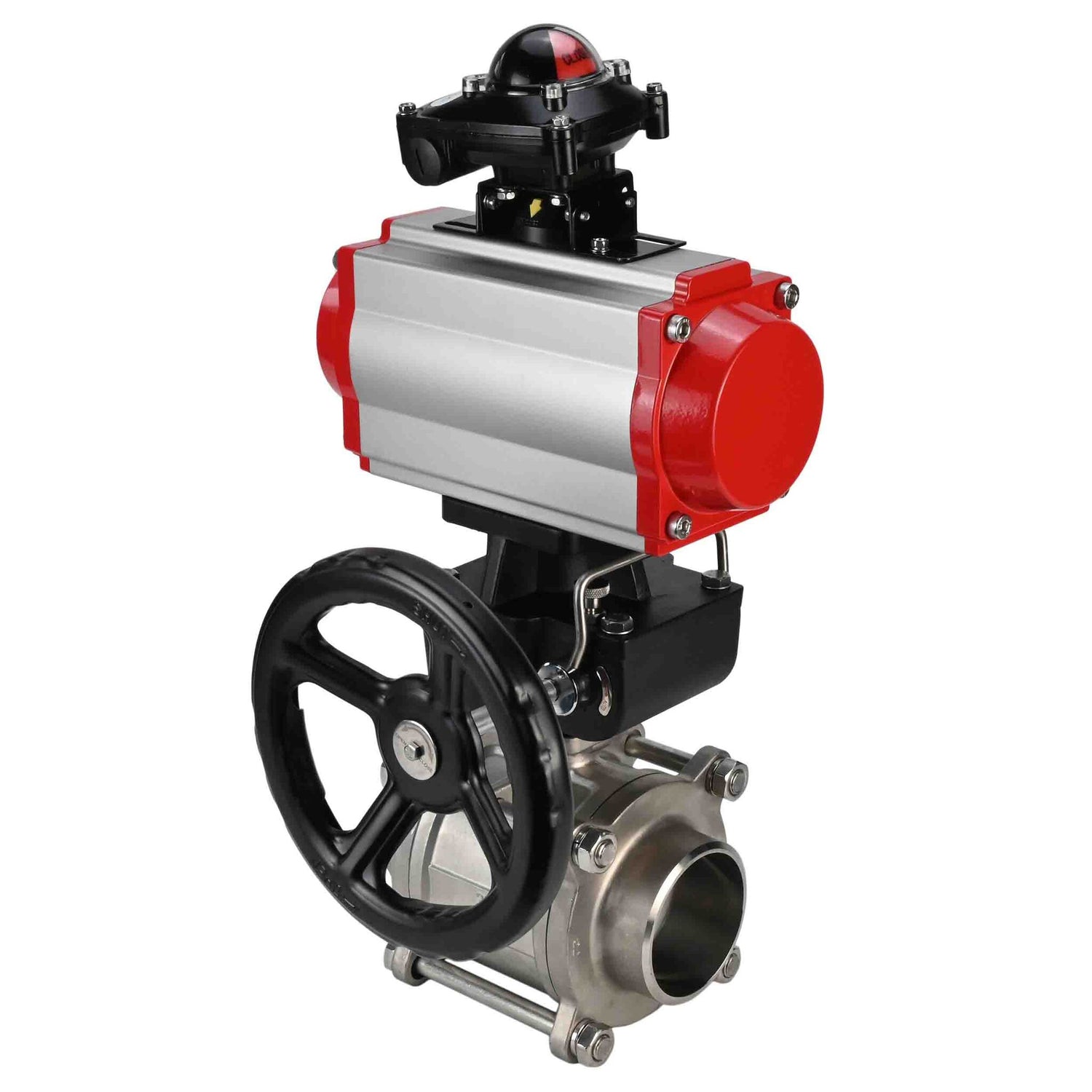 Stainless steel ball valve Elephant kshpp-316200-da-apl210n-hdm, body material - stainless steel AISI 316, ball material - stainless steel AISI 316, seal - PTFE, pneumatic actuator operated