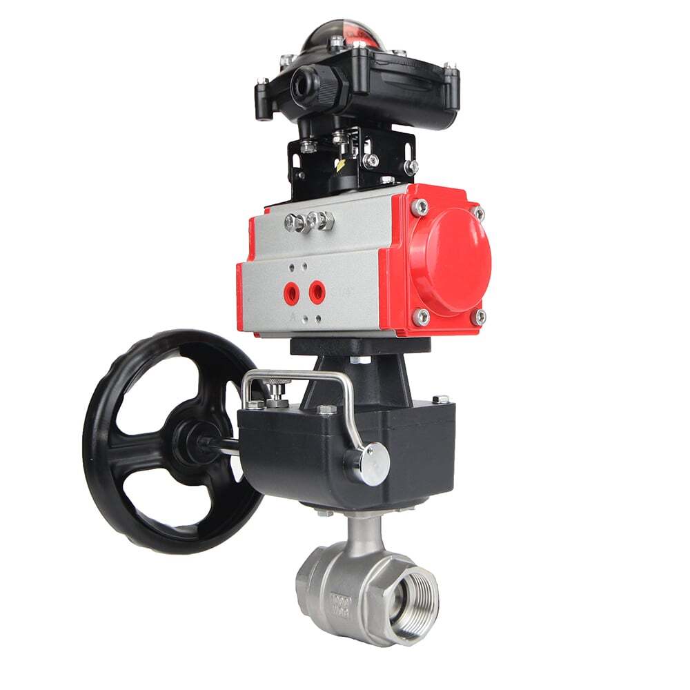 Stainless steel ball valve Elephant kshmp316-elephant-da-apl210n-hdm, body material - stainless steel AISI 316, ball material - stainless steel AISI 316, seal - PTFE, pneumatic actuator operated
