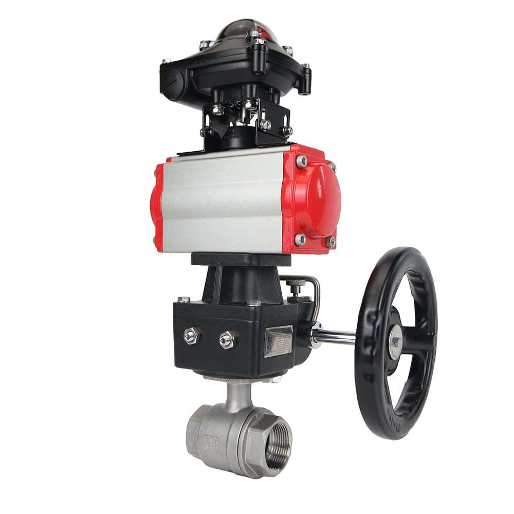 Stainless steel ball valve Elephant BVMP.316.230-ISO 63 bar, threaded, full port, body material - stainless steel AISI 316, with double-acting pneumatic actuator Elephant DA, limit switch block APL-410N EX, manual override HDM