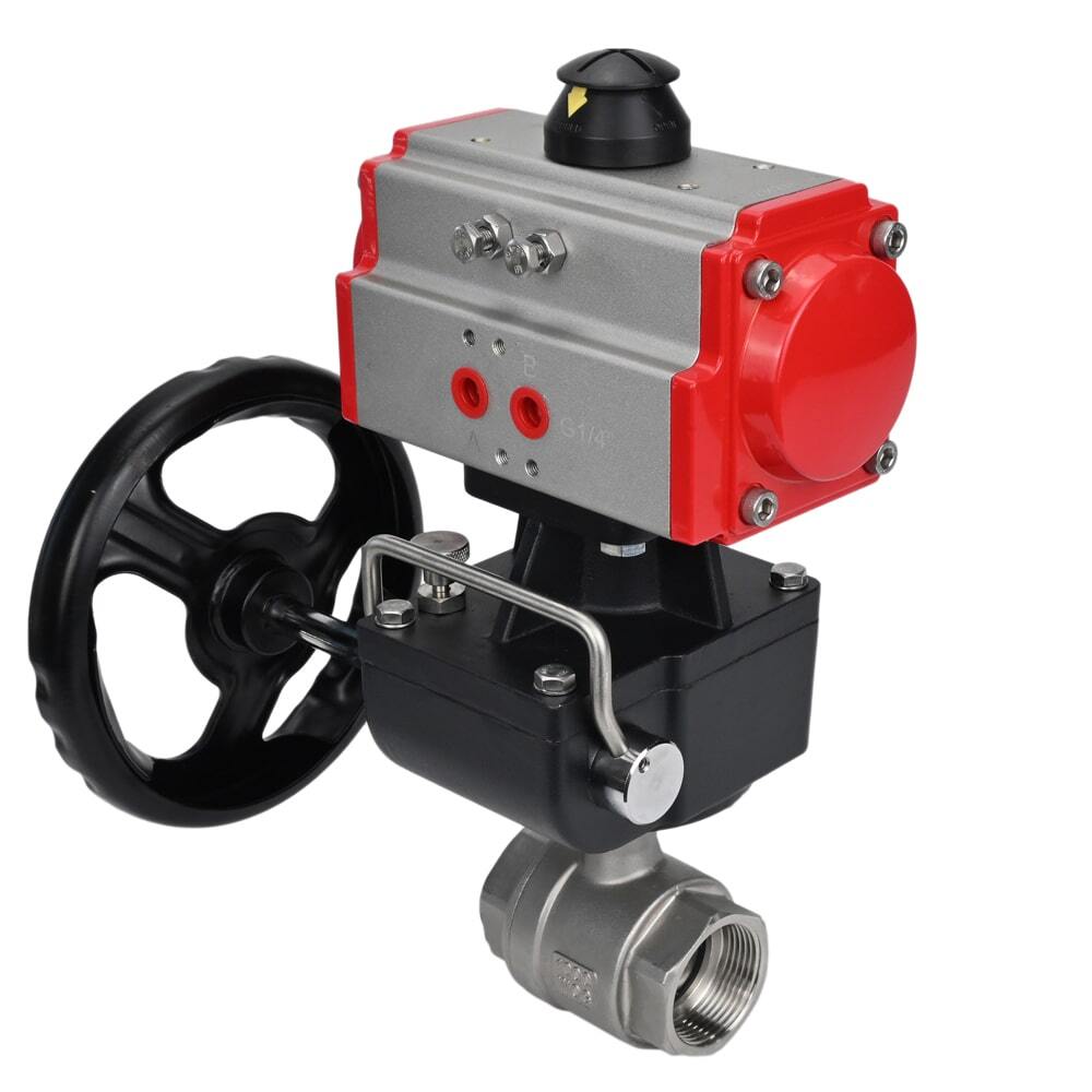 Stainless steel ball valve Elephant kshmp316-elephant-da-hdm, body material - stainless steel AISI 316, ball material - stainless steel AISI 316, seal - PTFE, pneumatic actuator operated