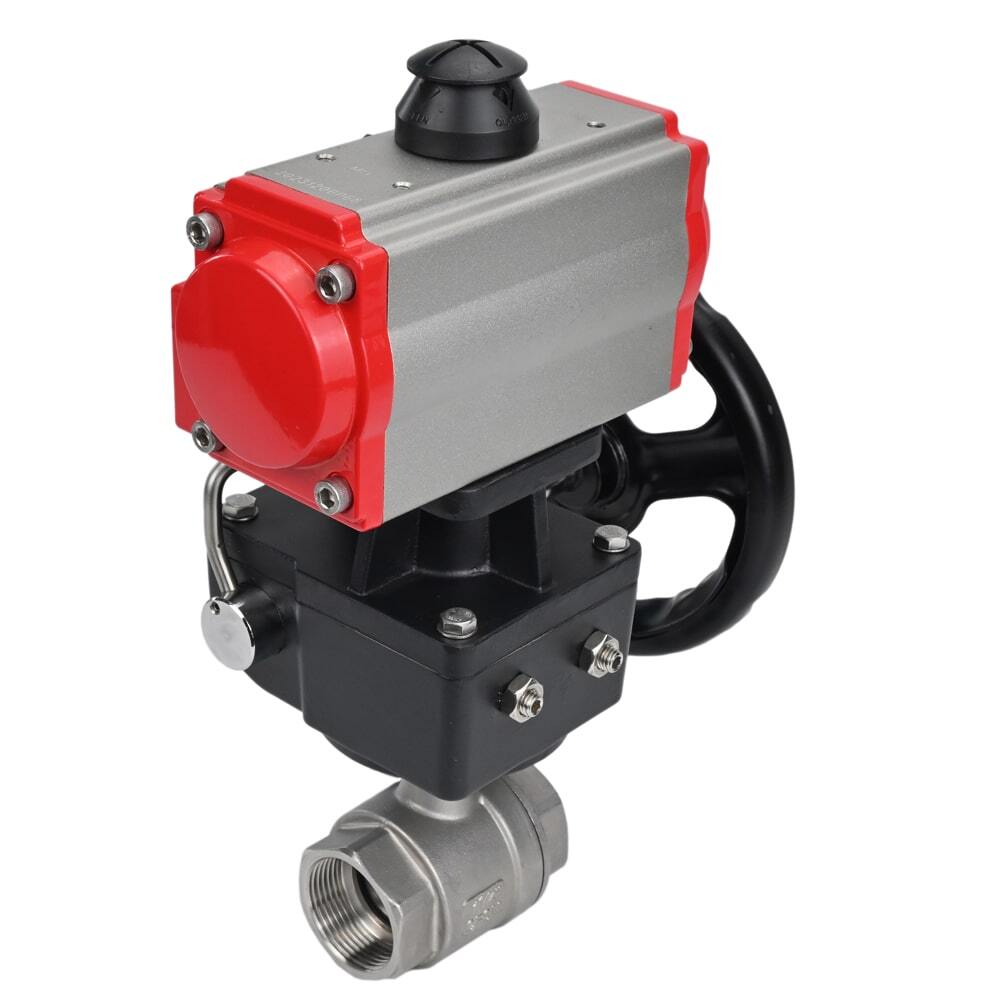 Stainless steel ball valve Elephant kshmp316-elephant-da-hdm, body material - stainless steel AISI 316, ball material - stainless steel AISI 316, seal - PTFE, pneumatic actuator operated