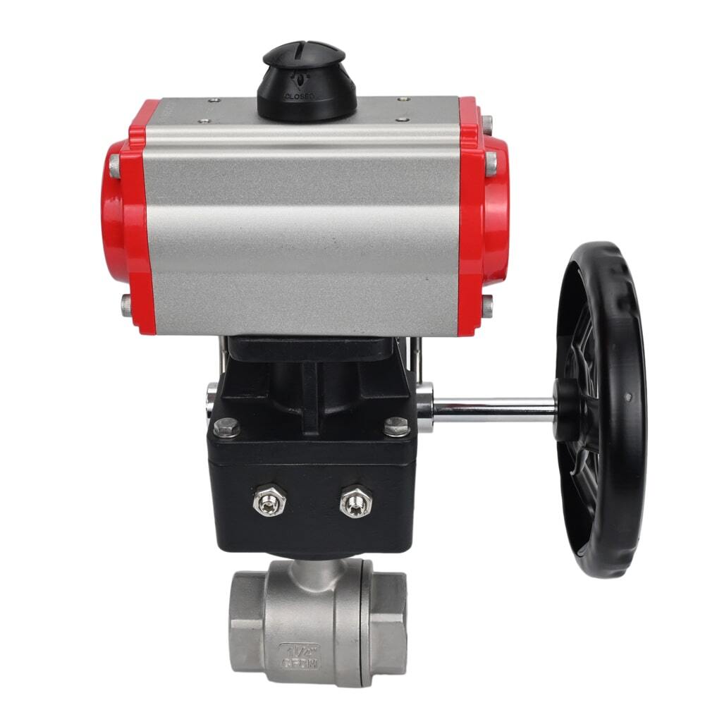 Stainless steel ball valve Elephant kshmp316-elephant-da-hdm, body material - stainless steel AISI 316, ball material - stainless steel AISI 316, seal - PTFE, pneumatic actuator operated