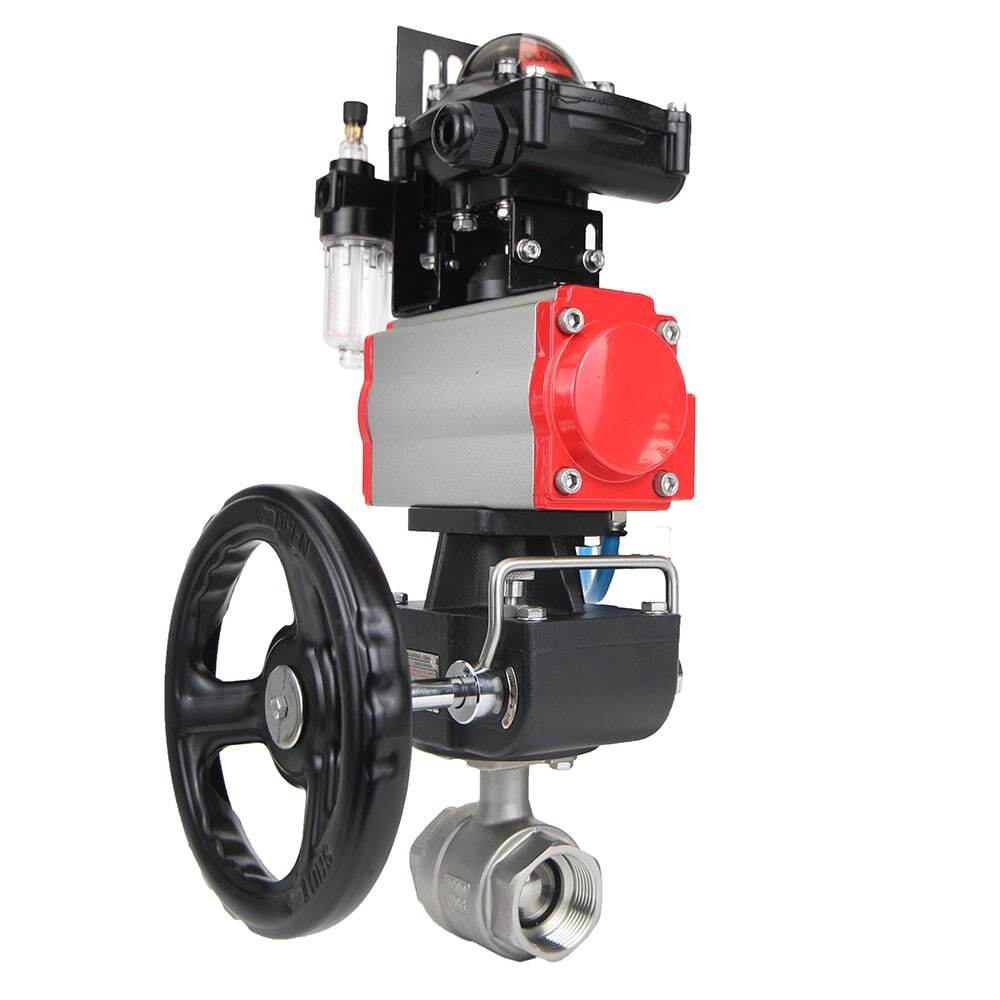 Stainless steel ball valve Elephant kshmp316-elephant-da-4m310-110/220-apl210n-hdm-afc2000, body material - stainless steel AISI 316, ball material - stainless steel AISI 316, seal - PTFE, pneumatic actuator operated