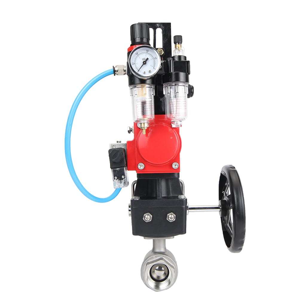Stainless steel ball valve Elephant kshmp316-elephant-da-4m310-24-apl210n-hdm-afc2000, body material - stainless steel AISI 316, ball material - stainless steel AISI 316, seal - PTFE, pneumatic actuator operated