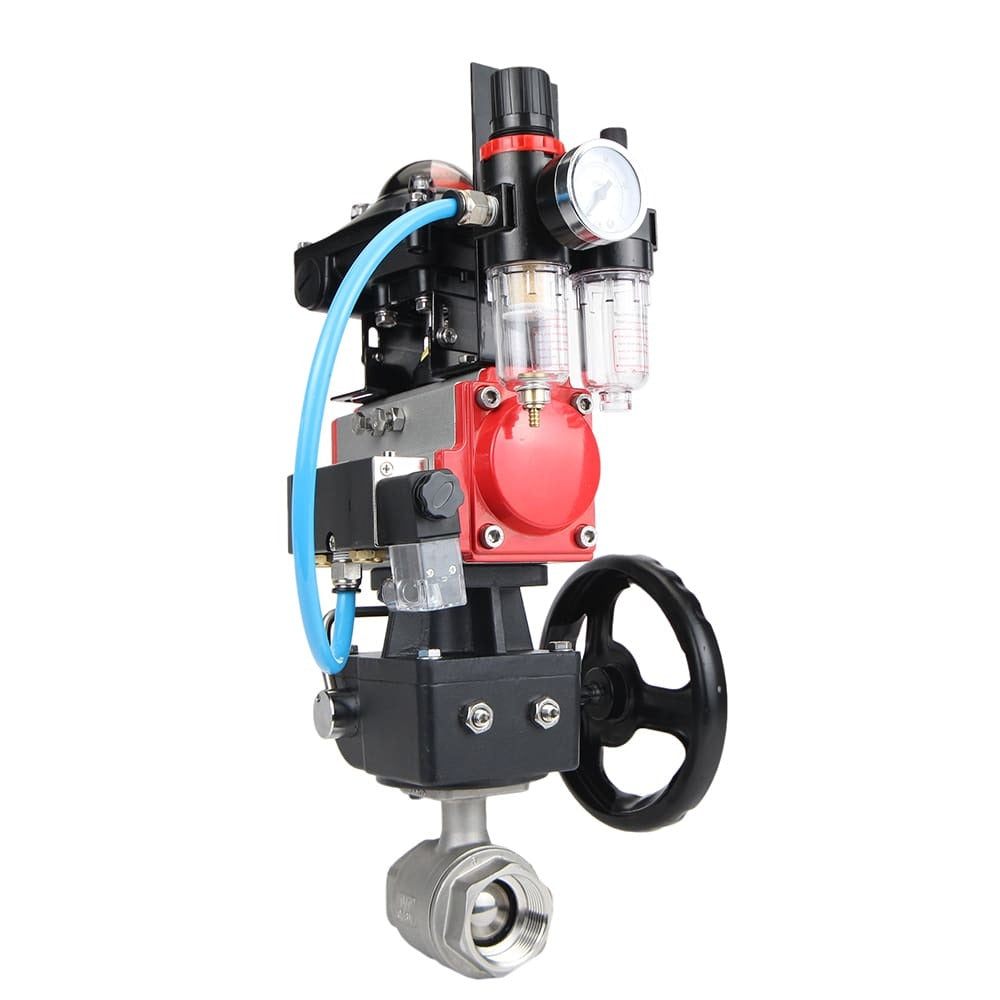 Stainless steel ball valve Elephant kshmp316-elephant-da-4m310-110/220-apl210n-hdm-afc2000, body material - stainless steel AISI 316, ball material - stainless steel AISI 316, seal - PTFE, pneumatic actuator operated