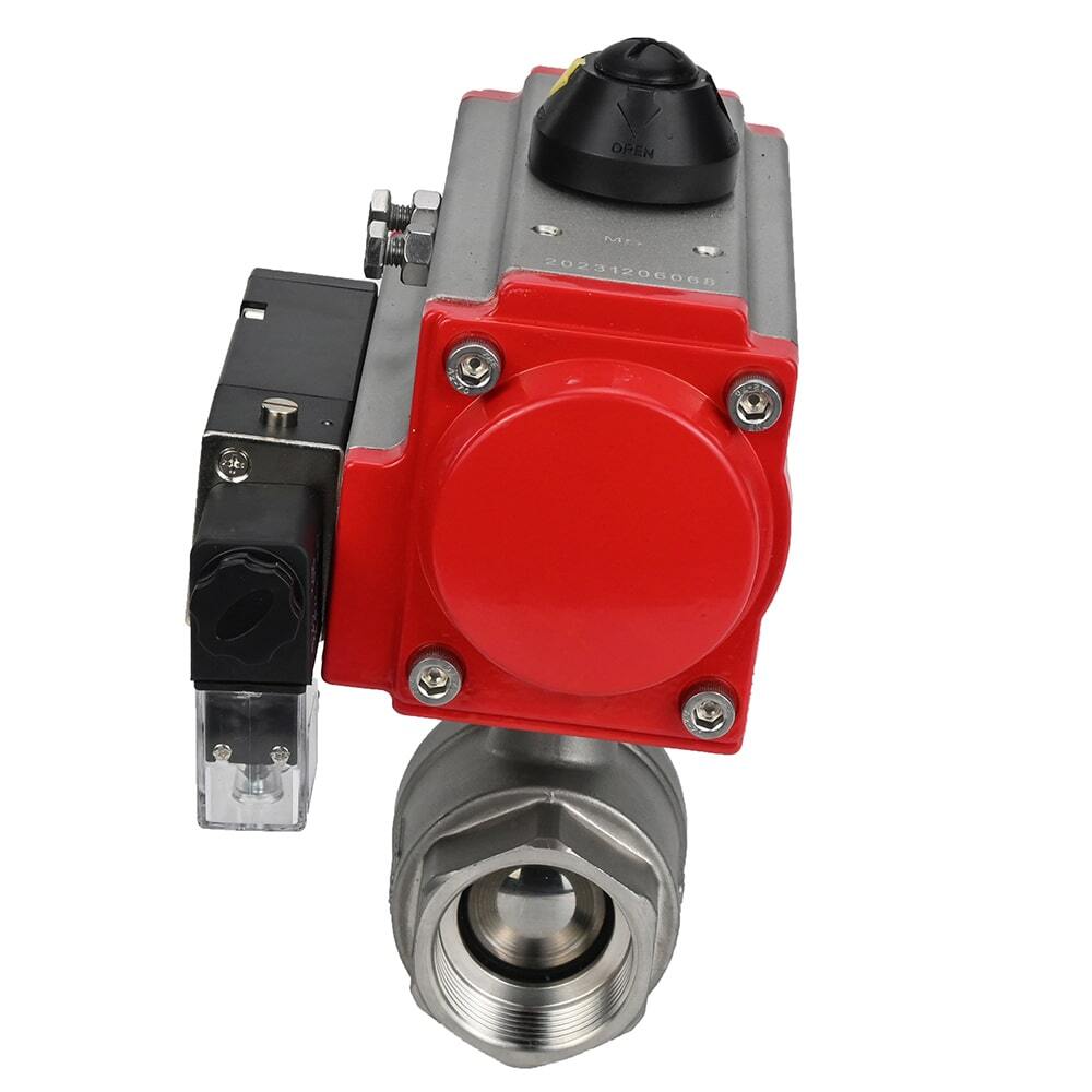 Stainless steel ball valve Elephant kshmp316-elephant-sa-4m310-24v, body material - stainless steel AISI 316, ball material - stainless steel AISI 316, seal - PTFE, pneumatic actuator operated