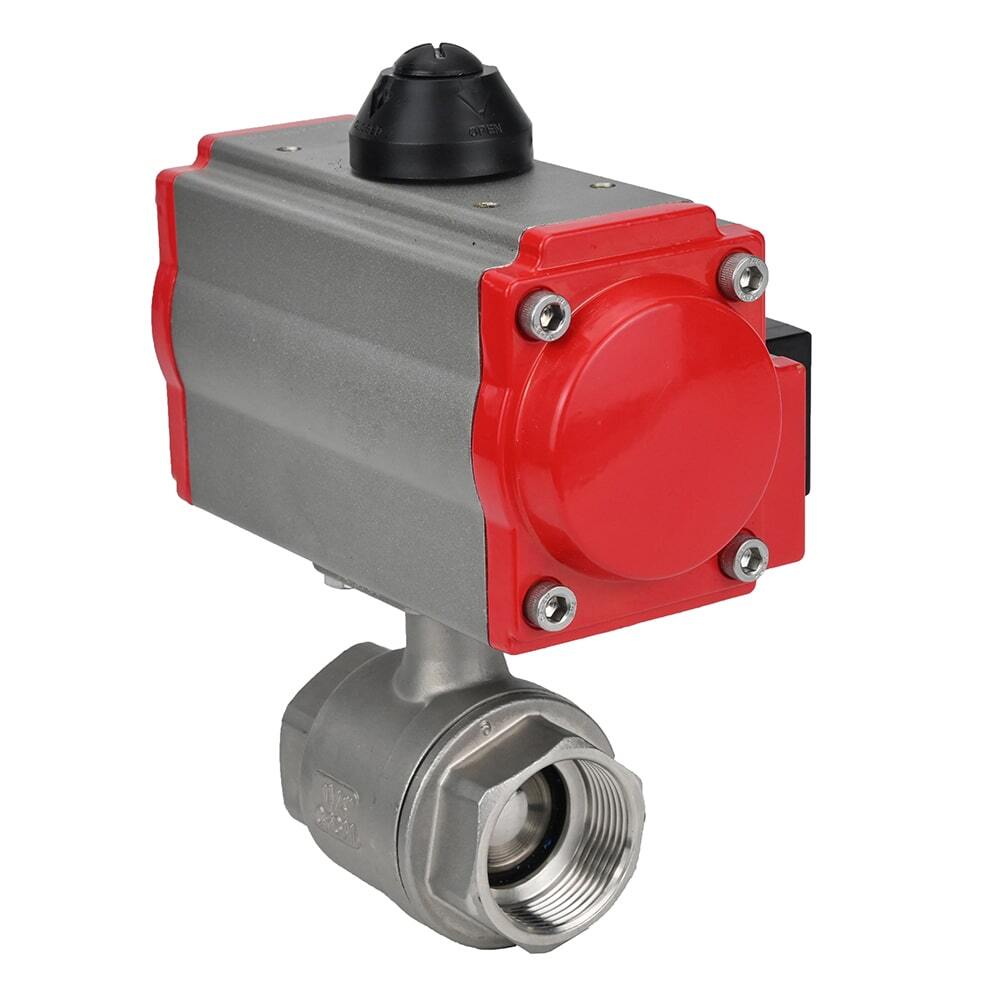 Stainless steel ball valve Elephant kshmp316-elephant-sa-4m310-24v, body material - stainless steel AISI 316, ball material - stainless steel AISI 316, seal - PTFE, pneumatic actuator operated