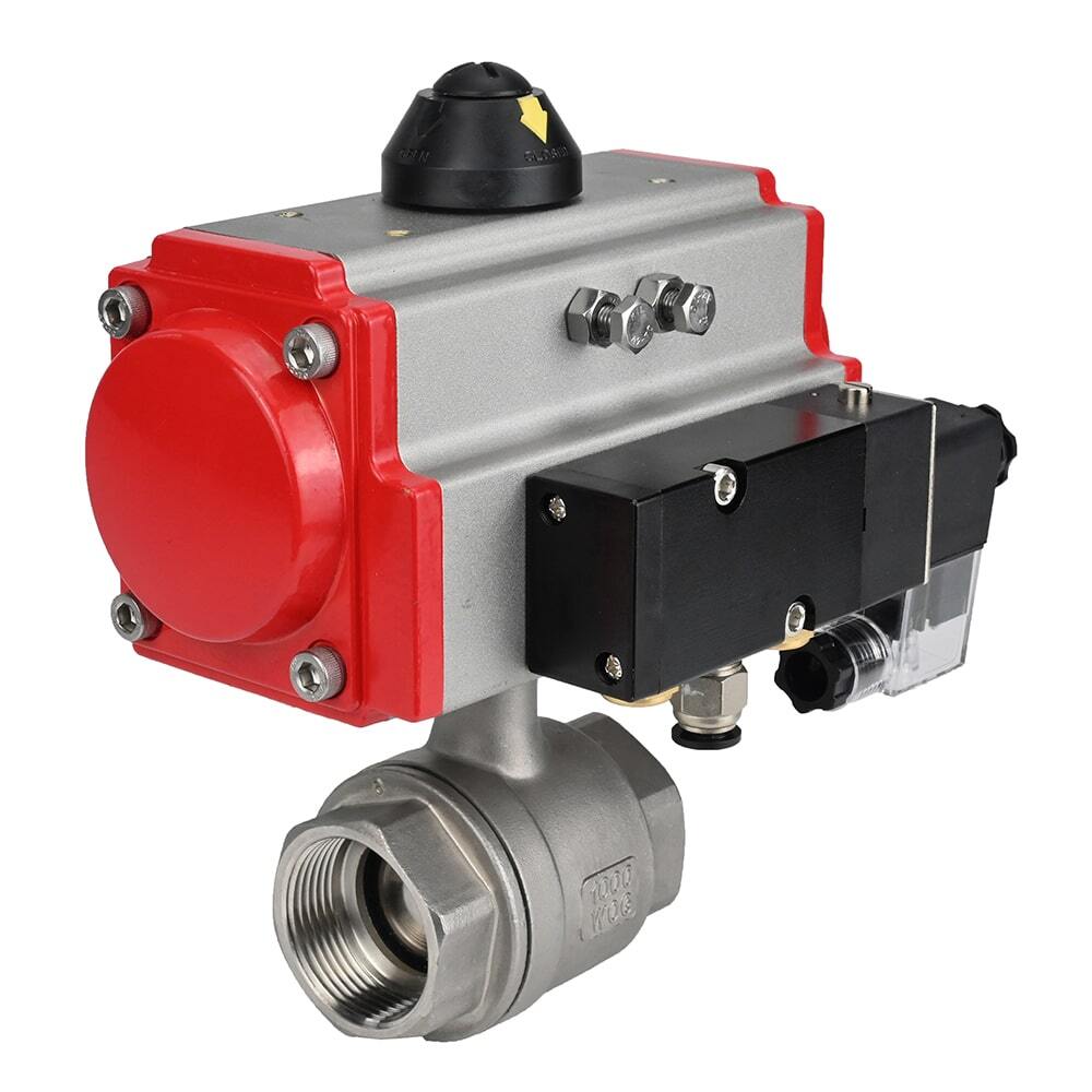 Stainless steel ball valve Elephant kshmp316-elephant-sa-4m310-110/220v, body material - stainless steel AISI 316, ball material - stainless steel AISI 316, seal - PTFE, pneumatic actuator operated