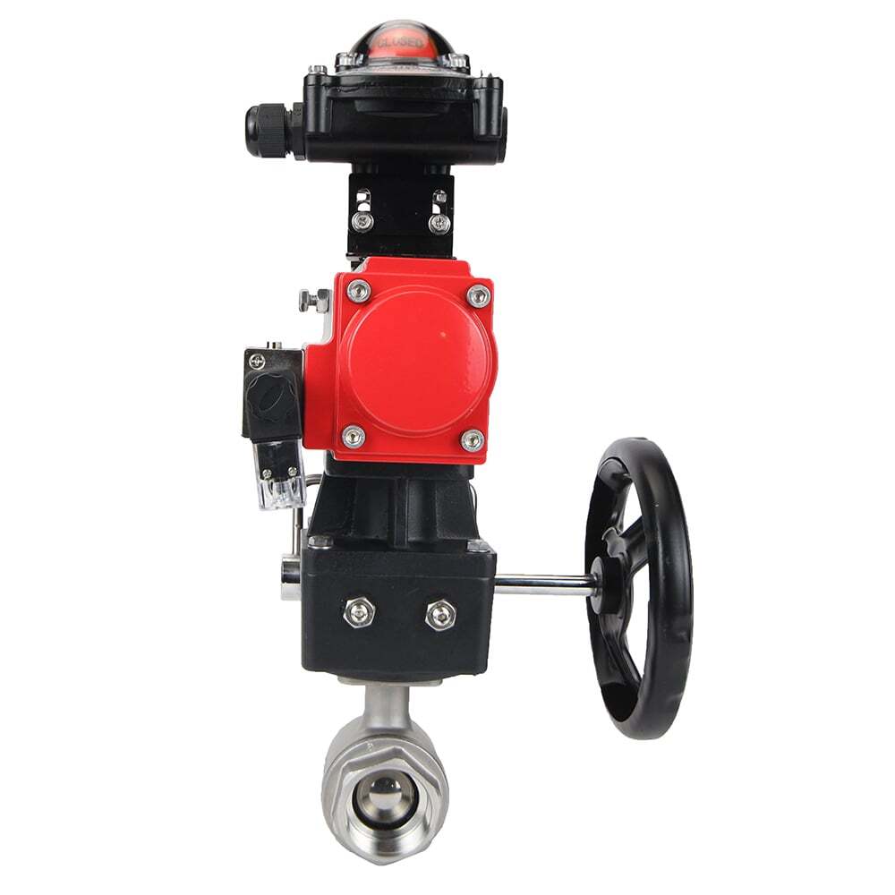 Stainless steel ball valve Elephant kshmp316-elephant-da-4m310-24v-apl-210n-hdm, body material - stainless steel AISI 316, ball material - stainless steel AISI 316, seal - PTFE, pneumatic actuator operated