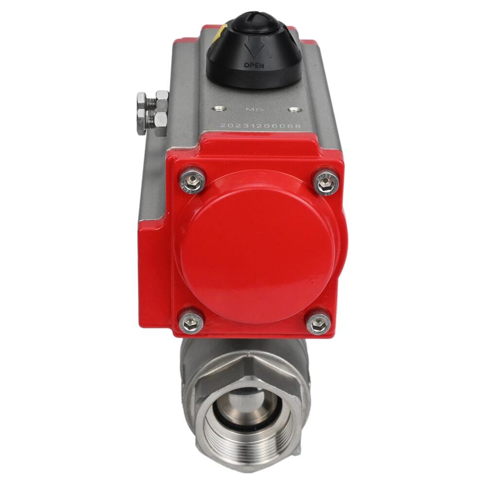 Stainless steel ball valve Elephant kshmp316-elephant-sa, body material - stainless steel AISI 316, ball material - stainless steel AISI 316, seal - PTFE, pneumatic actuator operated