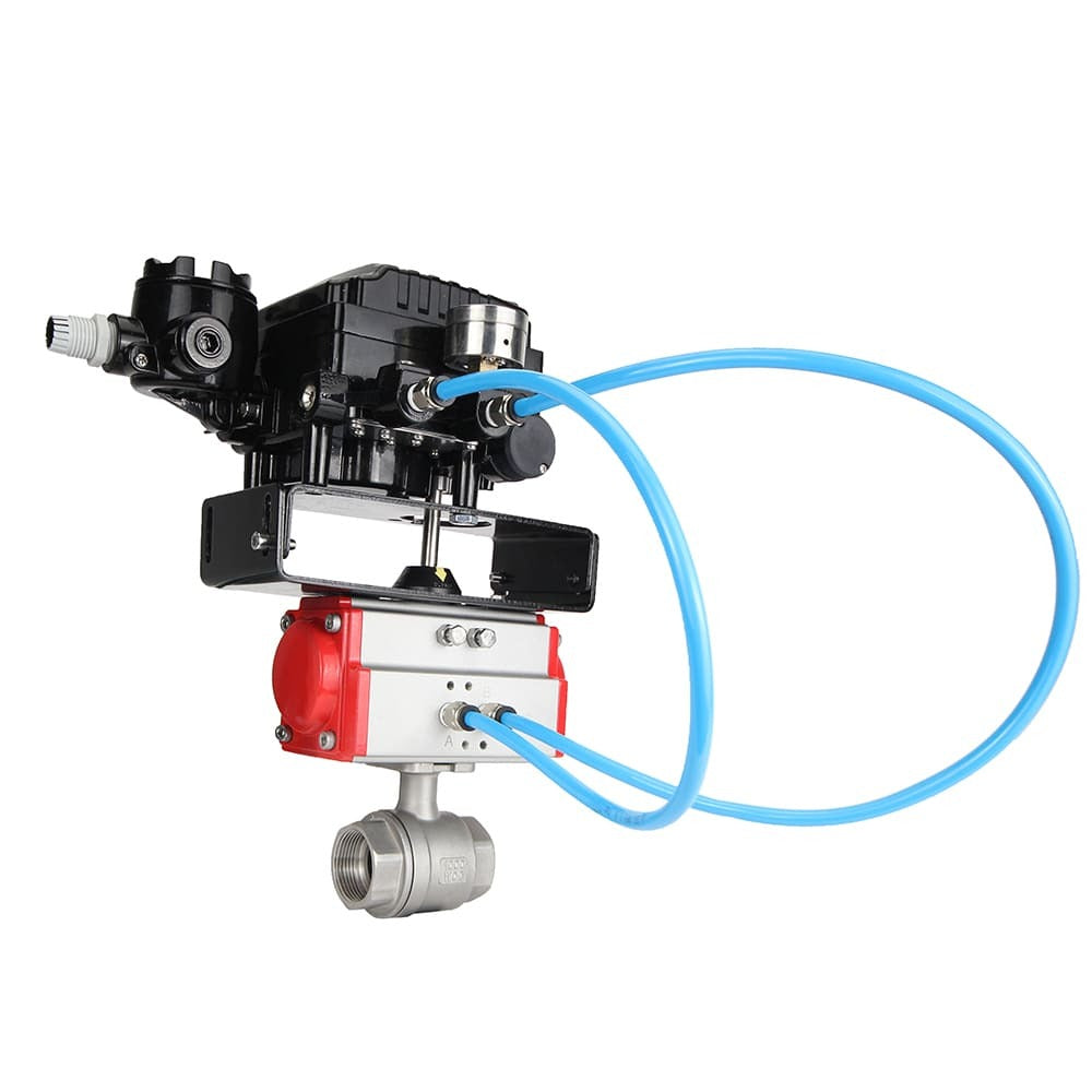 Stainless steel ball valve Elephant kshmp316-elephant-da-yt1000rsn, body material - stainless steel AISI 316, ball material - stainless steel AISI 316, seal - PTFE, pneumatic actuator operated