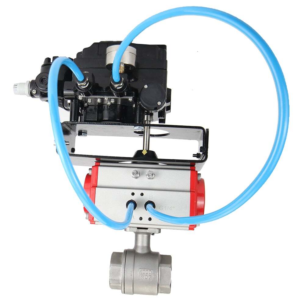 Stainless steel ball valve Elephant kshmp316-elephant-da-yt1000rsi, body material - stainless steel AISI 316, ball material - stainless steel AISI 316, seal - PTFE, pneumatic actuator operated