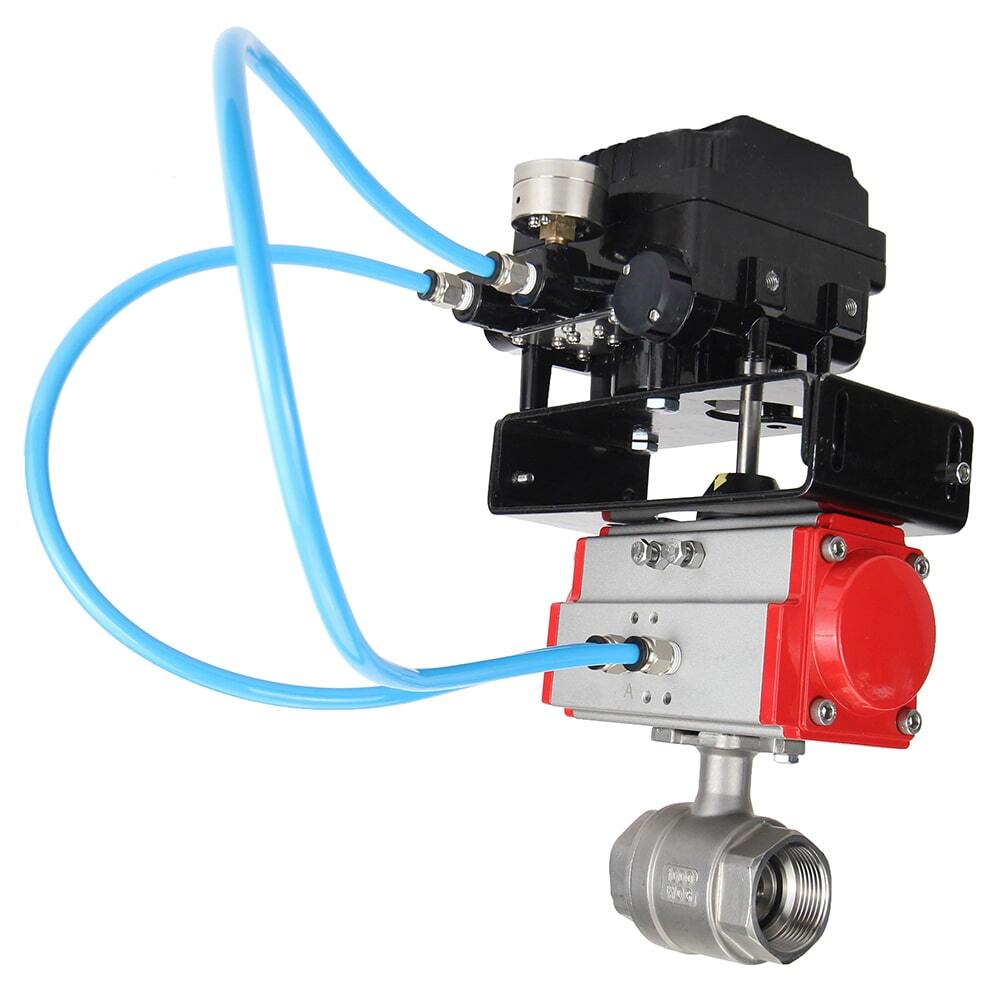 Stainless steel ball valve Elephant kshmp316-elephant-sa-yt1000rsi, body material - stainless steel AISI 316, ball material - stainless steel AISI 316, seal - PTFE, pneumatic actuator operated