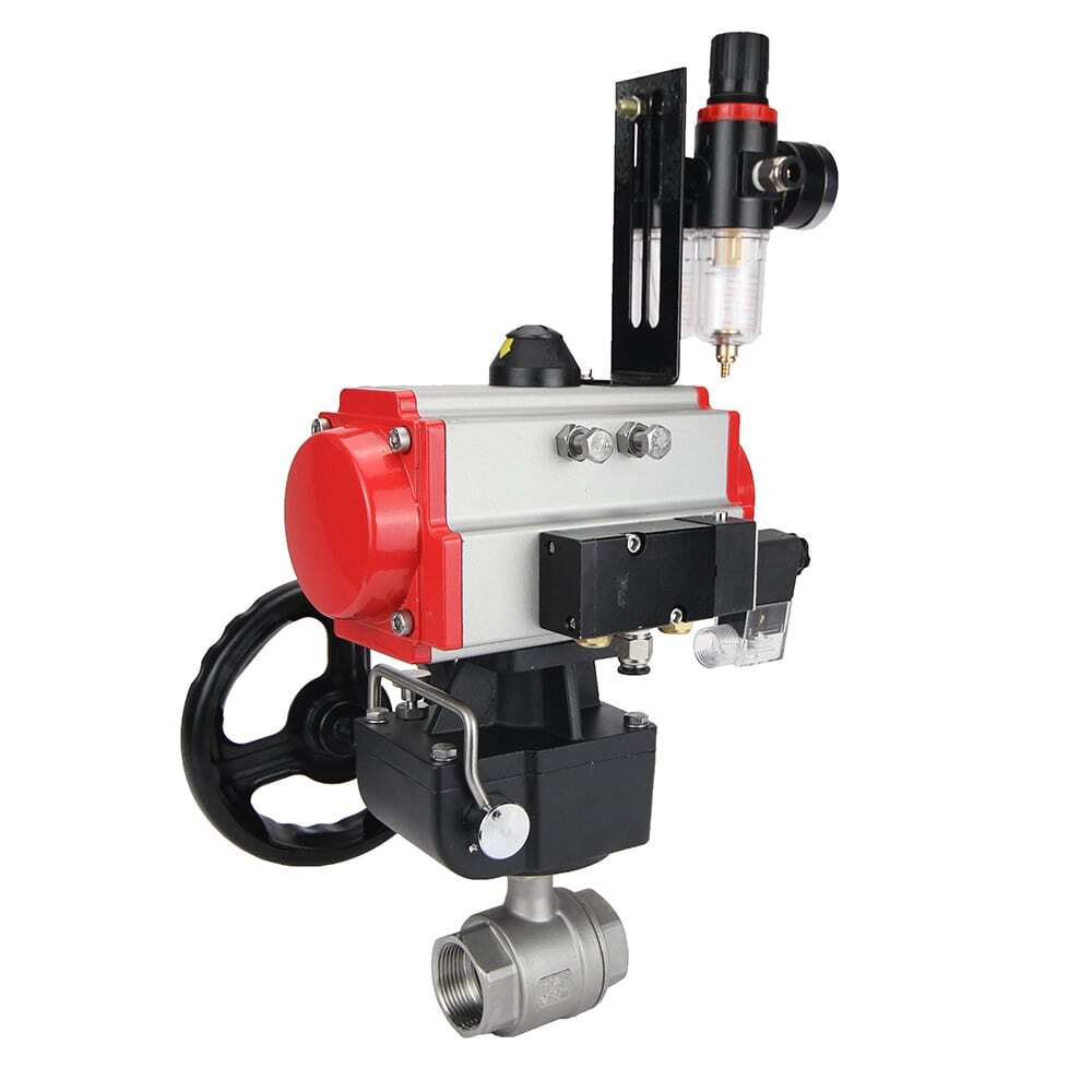 Stainless steel ball valve Elephant kshmp316-elephant-da-4m310-24-hdm-afc2000, body material - stainless steel AISI 316, ball material - stainless steel AISI 316, seal - PTFE, pneumatic actuator operated