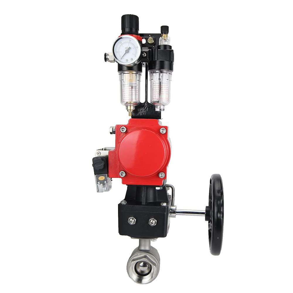 Stainless steel ball valve Elephant kshmp316-elephant-da-4m310-24-hdm-afc2000, body material - stainless steel AISI 316, ball material - stainless steel AISI 316, seal - PTFE, pneumatic actuator operated