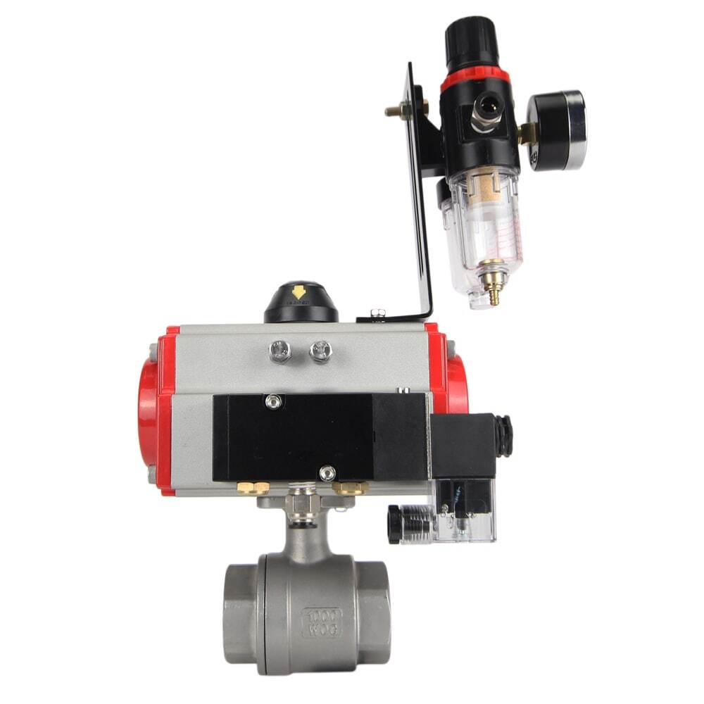 Stainless steel ball valve Elephant kshmp316-elephant-sa-4m310-110/220-afc2000, body material - stainless steel AISI 316, ball material - stainless steel AISI 316, seal - PTFE, pneumatic actuator operated