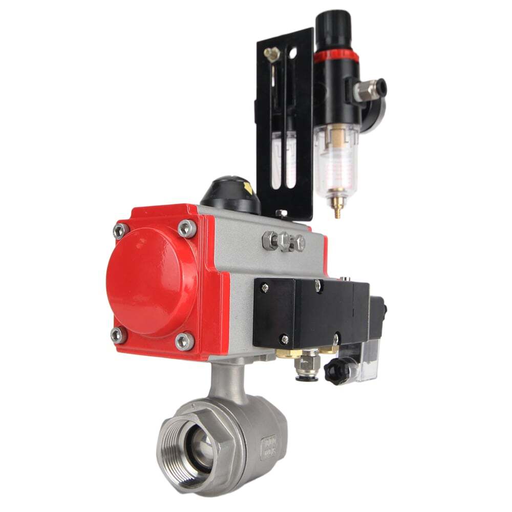 Stainless steel ball valve Elephant kshmp316-elephant-sa-4m310-110/220-afc2000, body material - stainless steel AISI 316, ball material - stainless steel AISI 316, seal - PTFE, pneumatic actuator operated