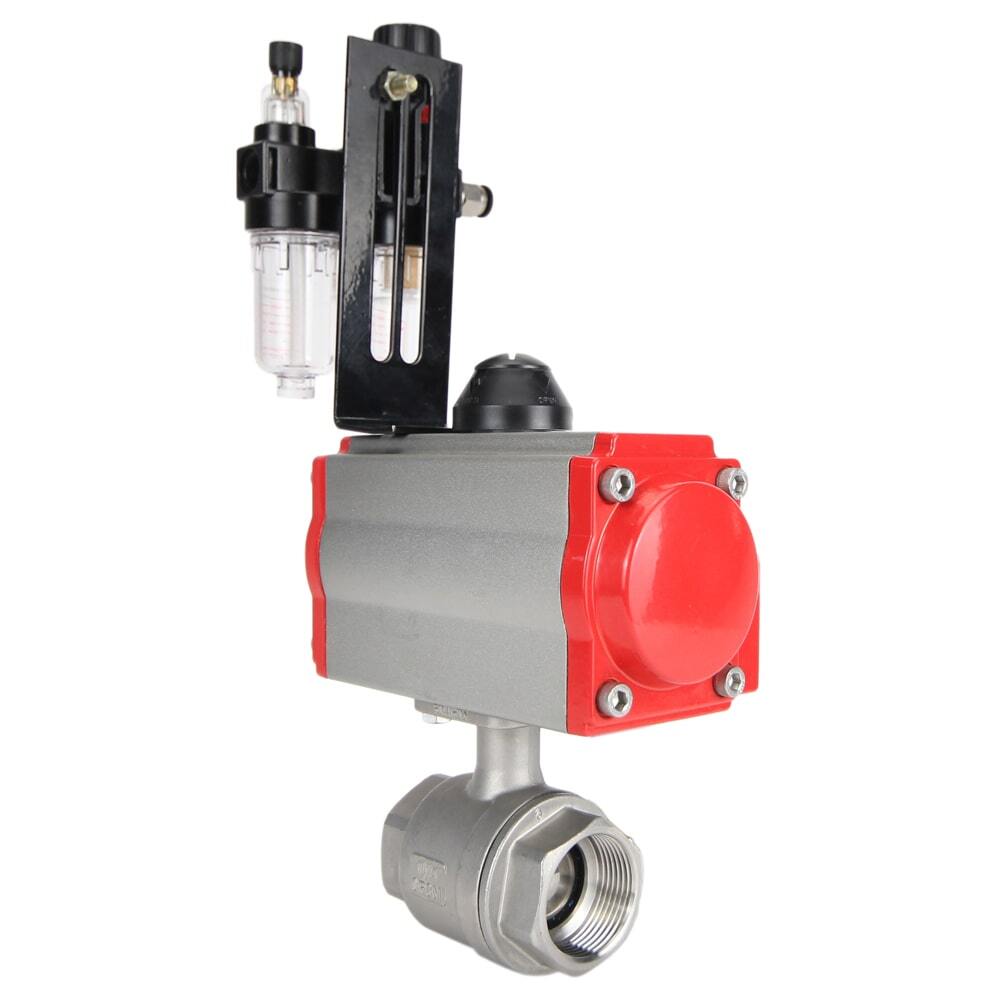 Stainless steel ball valve Elephant kshmp316-elephant-da-4m310-24-afc2000, body material - stainless steel AISI 316, ball material - stainless steel AISI 316, seal - PTFE, pneumatic actuator operated