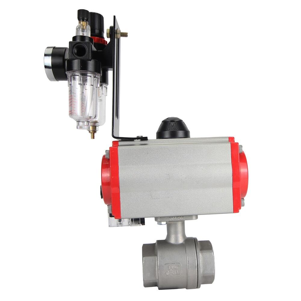 Stainless steel ball valve Elephant kshmp316-elephant-da-4m310-110/220-afc2000, body material - stainless steel AISI 316, ball material - stainless steel AISI 316, seal - PTFE, pneumatic actuator operated