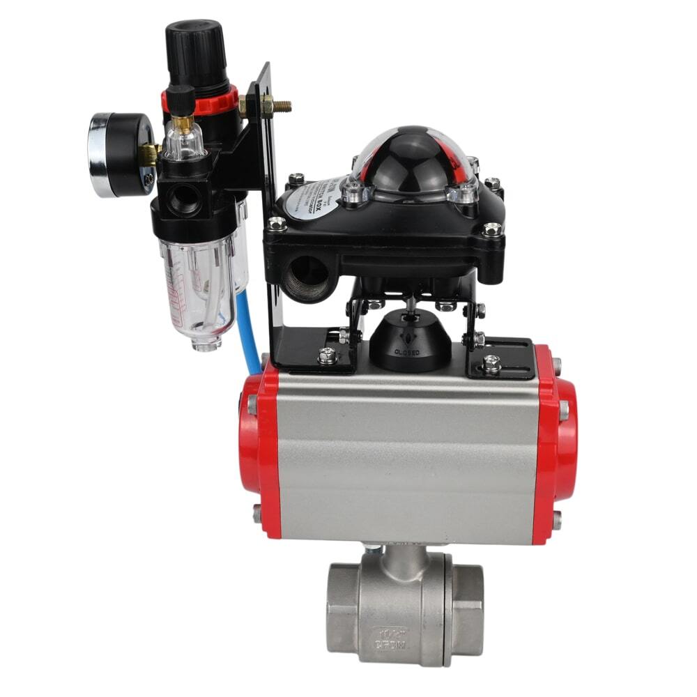 Stainless steel ball valve Elephant kshmp316-elephant-sa-4m310-110/220-apl210n-afc2000, body material - stainless steel AISI 316, ball material - stainless steel AISI 316, seal - PTFE, pneumatic actuator operated