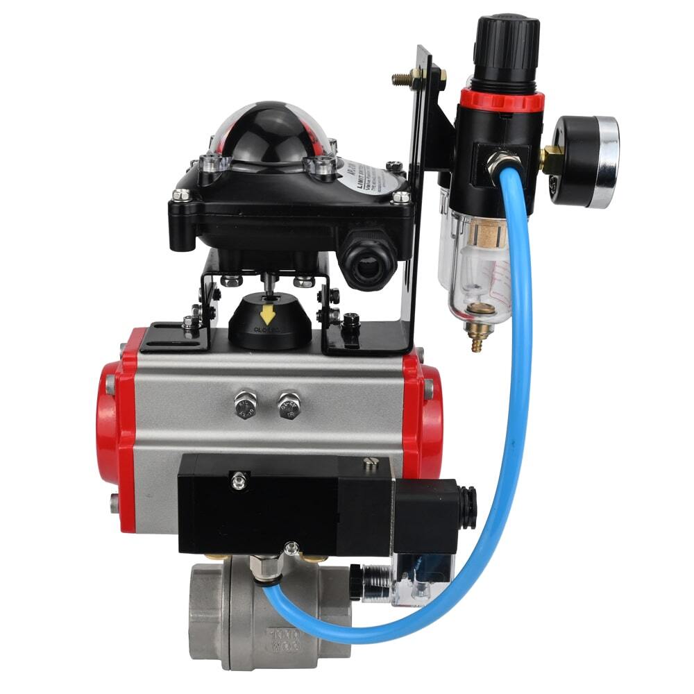 Stainless steel ball valve Elephant kshmp316-elephant-sa-4m310-110/220-apl210n-afc2000, body material - stainless steel AISI 316, ball material - stainless steel AISI 316, seal - PTFE, pneumatic actuator operated