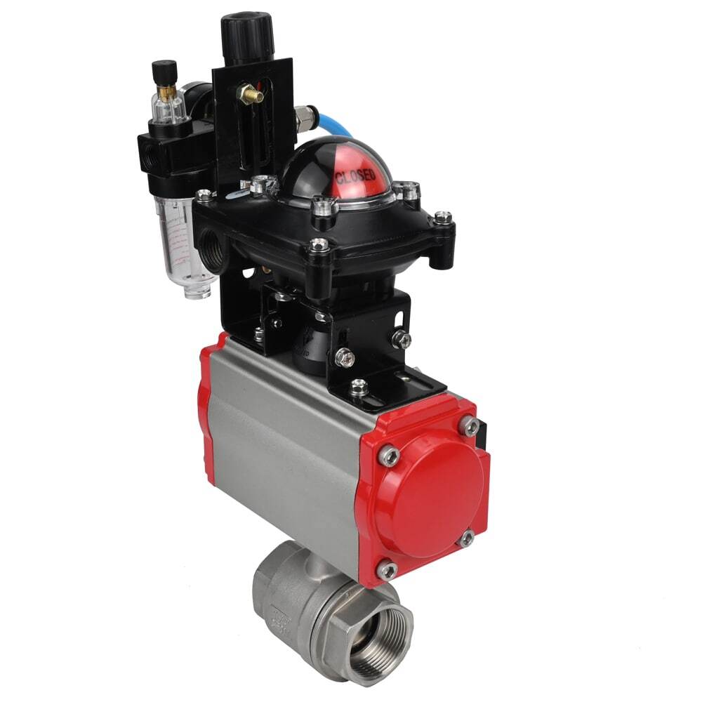 Stainless steel ball valve Elephant kshmp316-elephant-sa-4m310-110/220-apl210n-afc2000, body material - stainless steel AISI 316, ball material - stainless steel AISI 316, seal - PTFE, pneumatic actuator operated