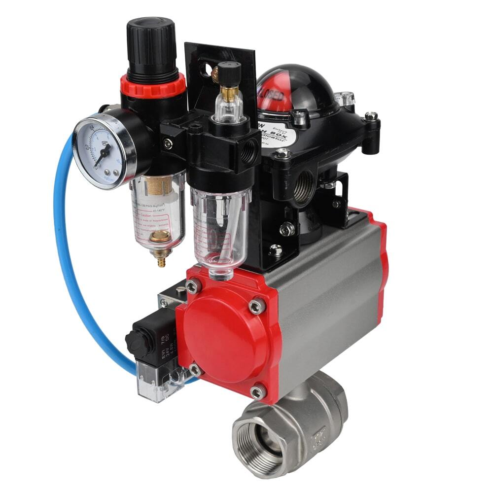 Stainless steel ball valve Elephant kshmp316-elephant-sa-4m310-24-apl210n-afc2000, body material - stainless steel AISI 316, ball material - stainless steel AISI 316, seal - PTFE, pneumatic actuator operated