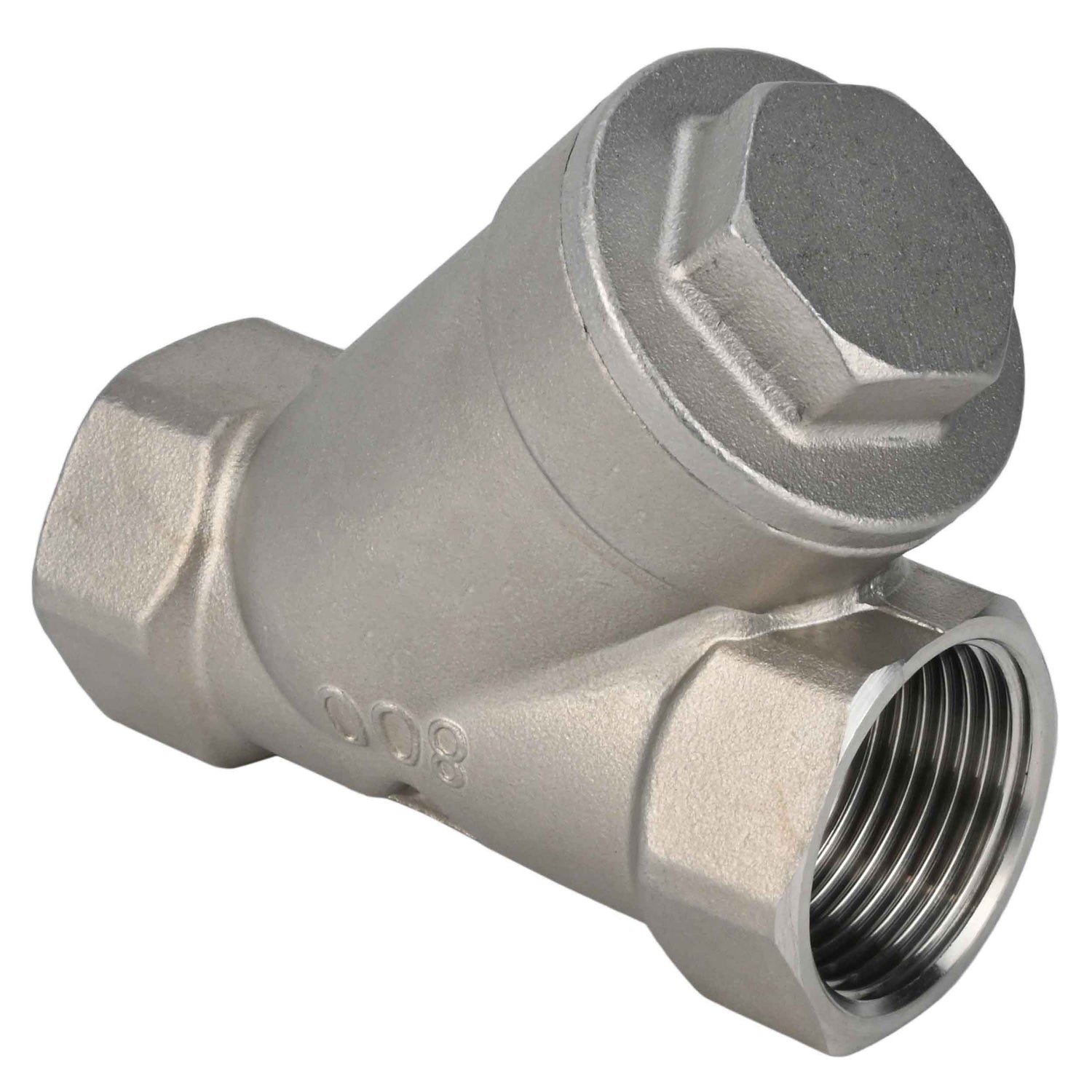 Spring check valve Elephant VCSY3131P-T Y-shaped, body material - Stainless steel AISI 304, locking body material - Stainless steel 304, seal - PTFE, threaded