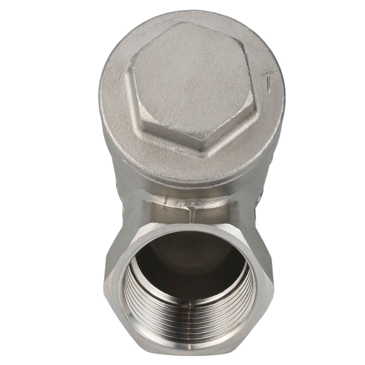 Spring check valve Elephant VCSY3232P-T Y-shaped, body material - Stainless steel AISI 316, locking body material - Stainless steel 316, seal - PTFE, threaded