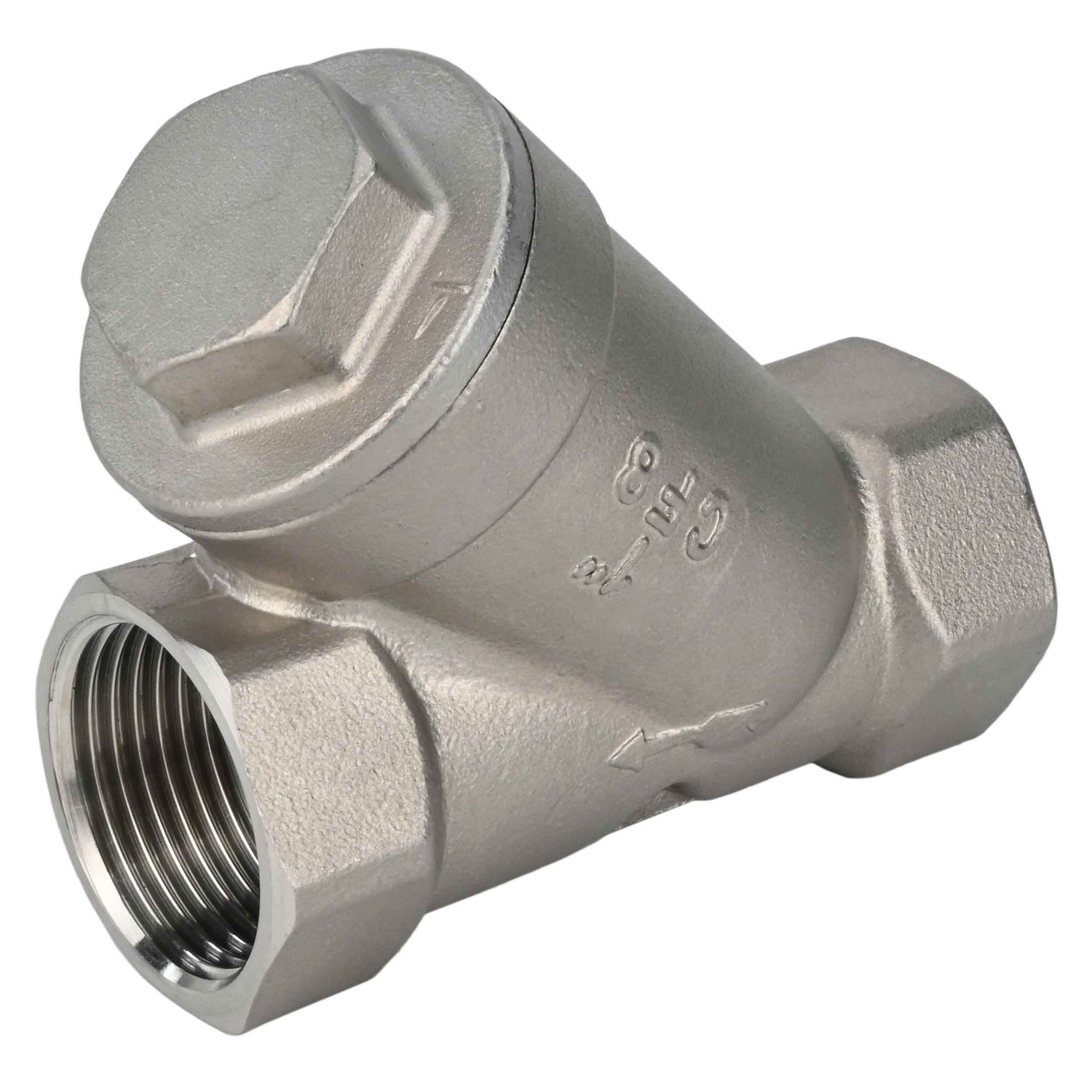 Spring check valve Elephant VCSY3232P-T Y-shaped, body material - Stainless steel AISI 316, locking body material - Stainless steel 316, seal - PTFE, threaded