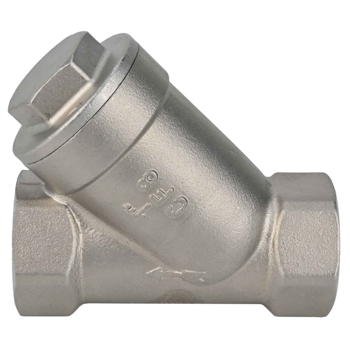 Spring check valve Elephant VCSY3232P-T Y-shaped, body material - Stainless steel AISI 316, locking body material - Stainless steel 316, seal - PTFE, threaded