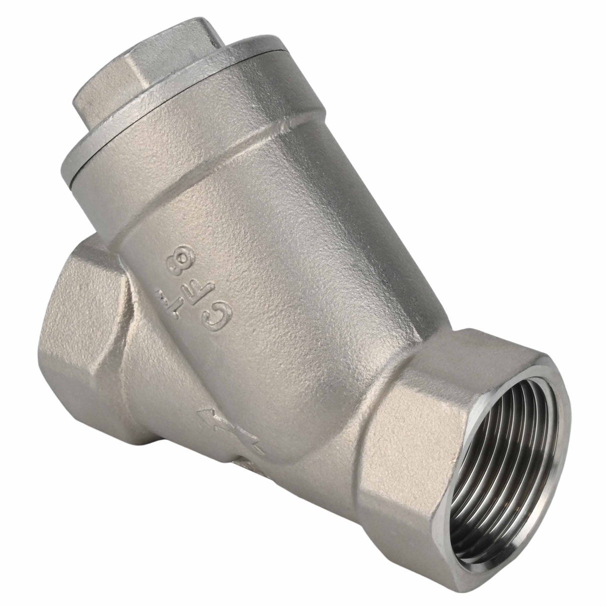 Spring check valve Elephant VCSY3131P-T Y-shaped, body material - Stainless steel AISI 304, locking body material - Stainless steel 304, seal - PTFE, threaded