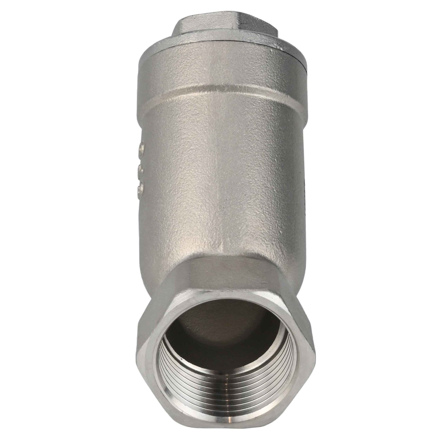 Spring check valve Elephant VCSY3131P-T Y-shaped, body material - Stainless steel AISI 304, locking body material - Stainless steel 304, seal - PTFE, threaded