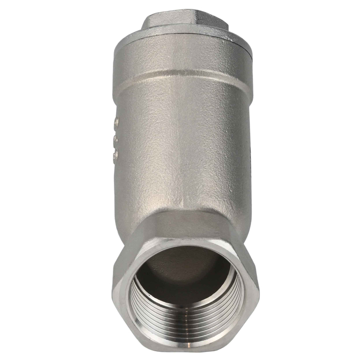 Spring check valve Elephant VCSY3131P-T Y-shaped, body material - Stainless steel AISI 304, locking body material - Stainless steel 304, seal - PTFE, threaded