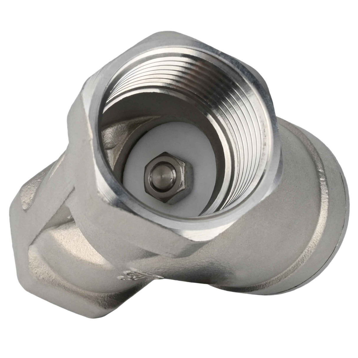 Spring check valve Elephant VCSY3131P-T Y-shaped, body material - Stainless steel AISI 304, locking body material - Stainless steel 304, seal - PTFE, threaded