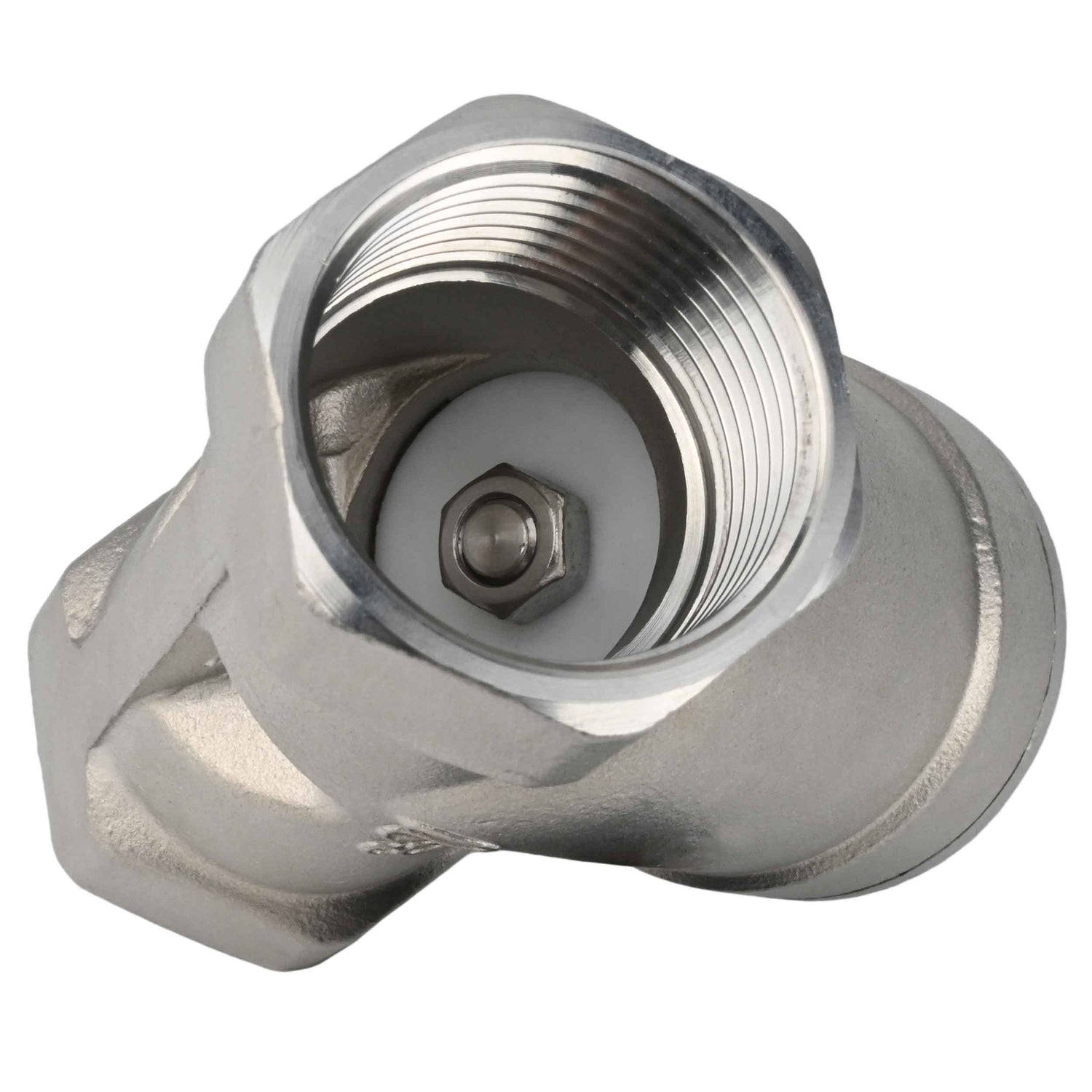 Spring check valve Elephant VCSY3131P-T Y-shaped, body material - Stainless steel AISI 304, locking body material - Stainless steel 304, seal - PTFE, threaded
