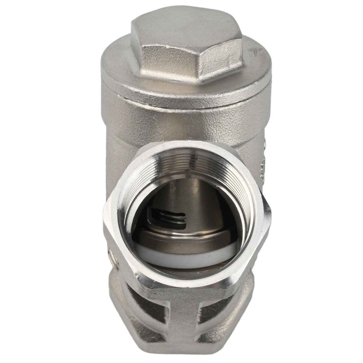 Spring check valve Elephant VCSY3232P-T Y-shaped, body material - Stainless steel AISI 316, locking body material - Stainless steel 316, seal - PTFE, threaded